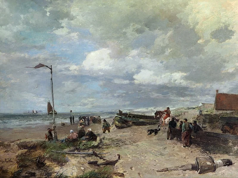 1850-Gregor von Bochmann - Vita da spiaggia olandese